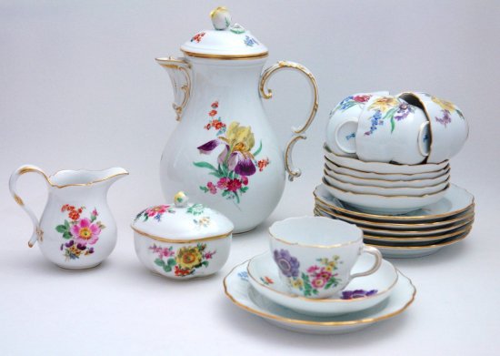 マイセン　現代マイセン　コーヒーセット　花柄　６人セット（21ピース）　一級品