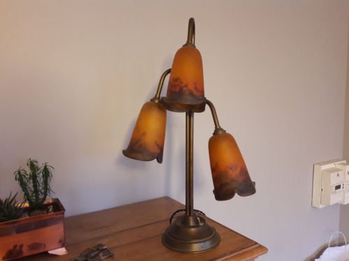 ミューラー兄弟　アール・デコ様式　三連チューリップランプ