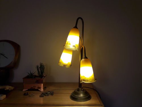 ミューラー兄弟　アール・デコ様式　三連チューリップランプ