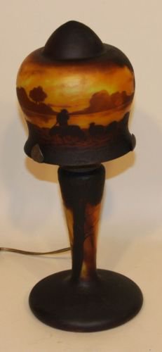 ミューラー兄弟　カメオ彫り　アール・ヌーボー様式　ブドワールランプ