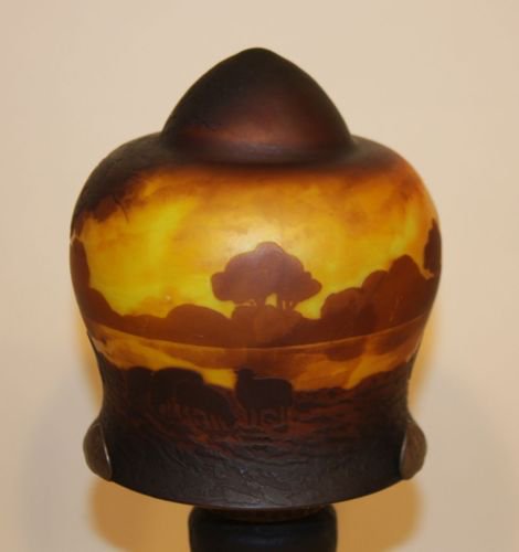 ミューラー兄弟　カメオ彫り　アール・ヌーボー様式　ブドワールランプ