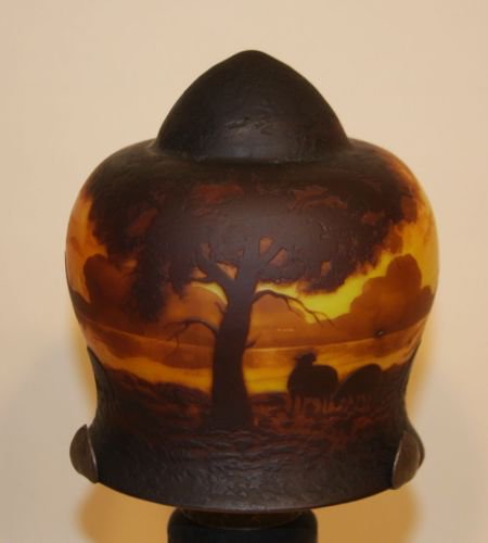 ミューラー兄弟　カメオ彫り　アール・ヌーボー様式　ブドワールランプ