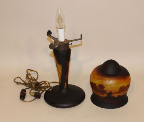 ミューラー兄弟　カメオ彫り　アール・ヌーボー様式　ブドワールランプ