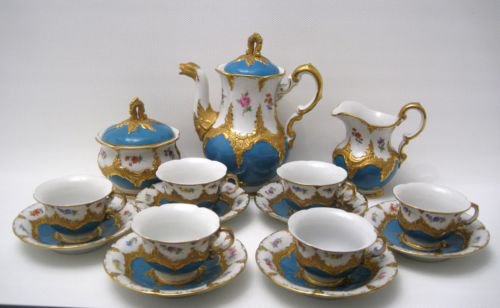 マイセン　Bフォーム　ターコイズブルー　小花　一級品　15ピース