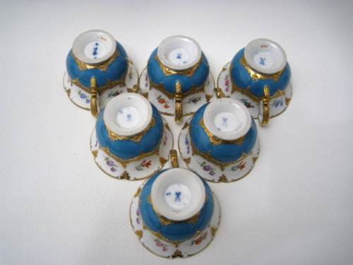 マイセン　Bフォーム　ターコイズブルー　小花　一級品　15ピース