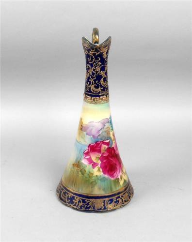オールドノリタケ　水差し　コバルトブルー　花柄　金彩