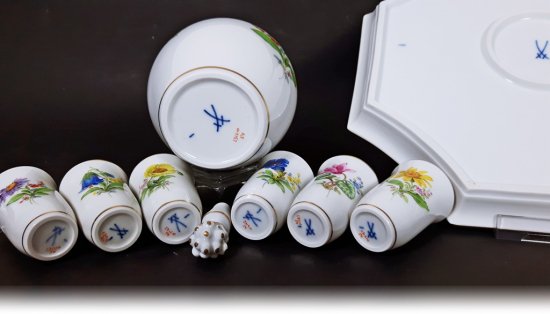 ドイツ製　マイセンMeissen　 リキュールセット　　　　（ポット、トレイ、カップ）