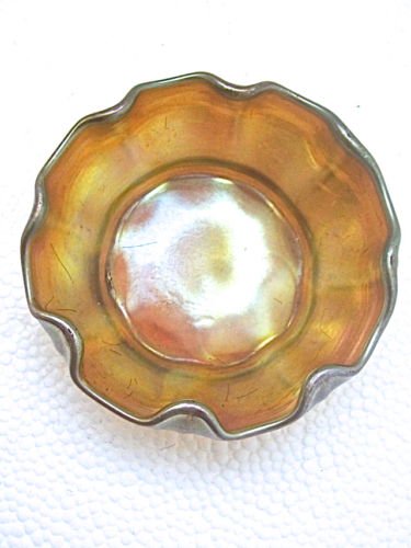 ルイス・カムフォート・ティファニー　ファブリル・グラス　ソルトボウル　ラッフルリム　ゴールド