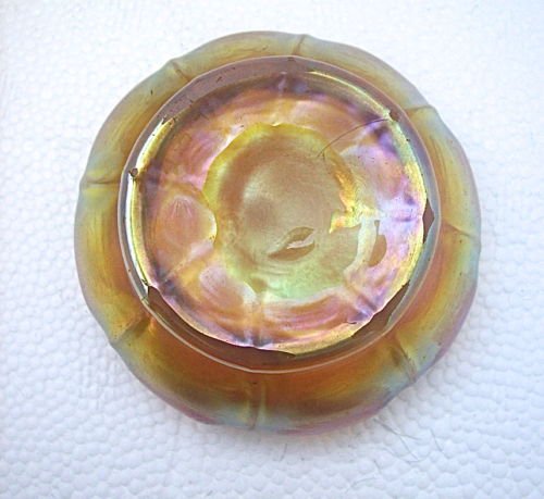 ルイス・カムフォート・ティファニー　ファブリル・グラス　ソルトボウル　ラッフルリム　ゴールド