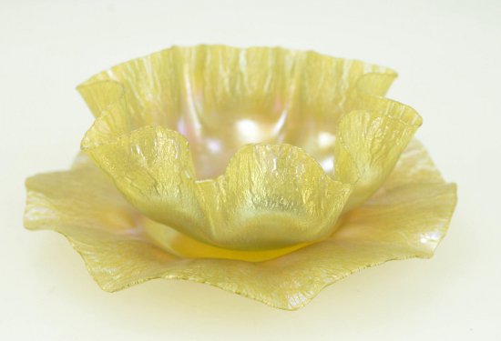 ルイス・カムフォート・ティファニー　ファブリル・グラス　ボウル＆プレート　ゴールド