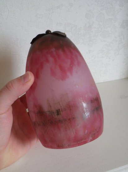 ドーム・ナンシー Daum Nancy ガラスペースト製 鉄で装飾されたアンティークランプ