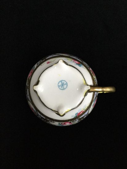 オールドノリタケ 金盛上 ピンクローズ カップ＆ソーサー