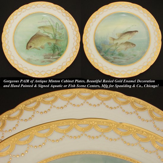 アンティーク・ミントンプレート・ペアセット（直径約23㎝）