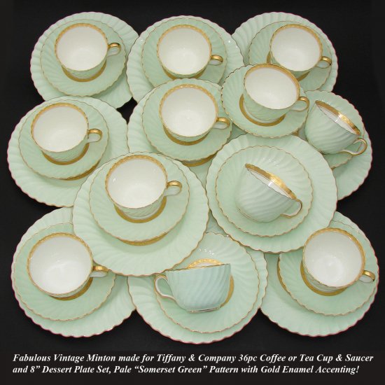 ヴィンテージ・ミントン・ティファニー・12セット・ティーカップ・デザートプレートセット