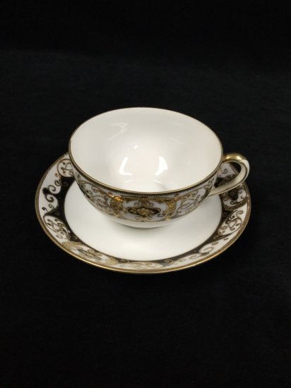 オールドノリタケ ブラックリム金彩装飾 カップ&ソーサー