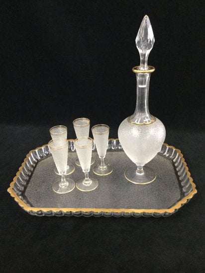 オールドバカラ baccarat 金彩 デカンタ＆グラス5個＆トレーセット