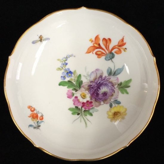 マイセン フラワーブーケ 昆虫 5つ花 カップ ソーサー 皿 ３点 トリオ 1級品 313A