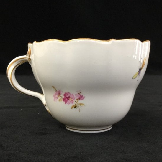 マイセン フラワーブーケ 昆虫 5つ花 カップ ソーサー 皿 ３点 トリオ 1級品 314A