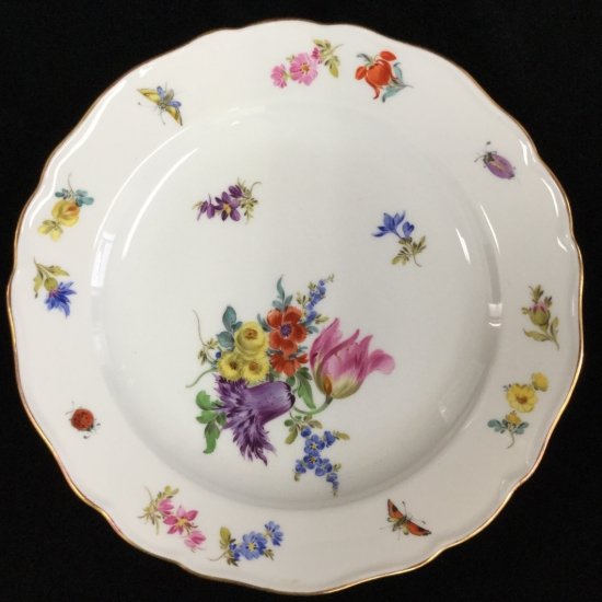 マイセン フラワーブーケ 昆虫 5つ花 カップ ソーサー 皿 ３点 トリオ 1級品 317A