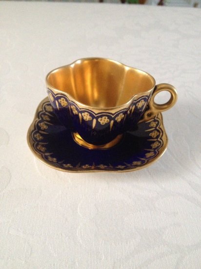 コールポート(Coalport) / アンティーク ミニチュアカップ&ソーサー / コバルトブルー & ゴールド