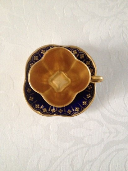 コールポート(Coalport) / アンティーク ミニチュアカップ&ソーサー / コバルトブルー & ゴールド