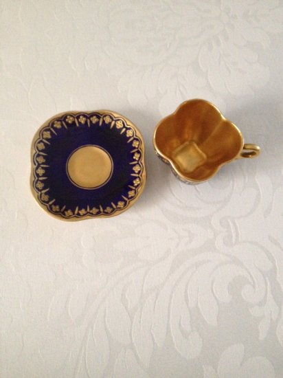コールポート(Coalport) / アンティーク ミニチュアカップ&ソーサー / コバルトブルー & ゴールド