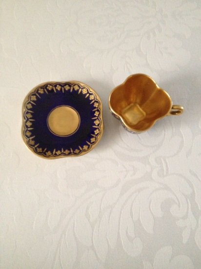 コールポート(Coalport) / アンティーク ミニチュアカップ&ソーサー / コバルトブルー & ゴールド