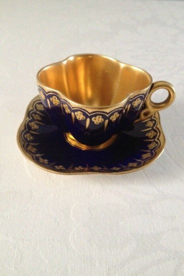 コールポート(Coalport) / アンティーク ミニチュアカップ&ソーサー / コバルトブルー & ゴールド