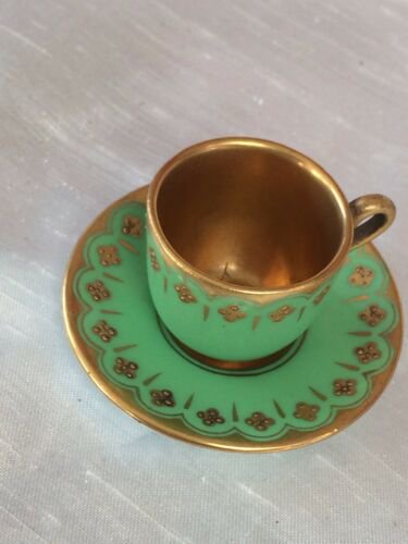 コールポート　グリーンと金彩のカップ＆ソーサ