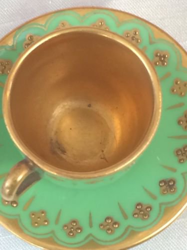 コールポート　グリーンと金彩のカップ＆ソーサ