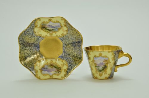 コールポート　最高峰の作品　小窓に風景が描かれたカップ＆ソーサー（コールポート動画）