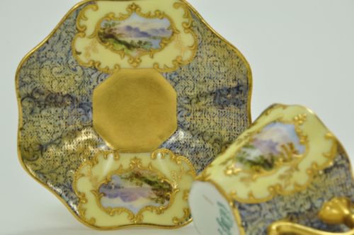 コールポート　最高峰の作品　小窓に風景が描かれたカップ＆ソーサー（コールポート動画）