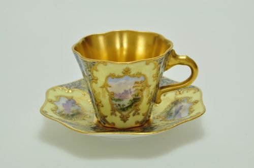 コールポート　最高峰の作品　小窓に風景が描かれたカップ＆ソーサー（コールポート動画）