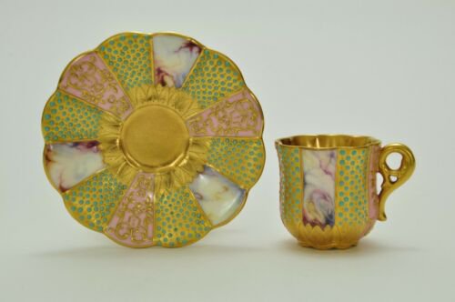 コールポート　最高峰の作品　金彩とジュエルと大理石のカップ＆ソーサー（コールポート動画）