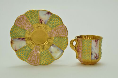 コールポート　最高峰の作品　金彩とジュエルと大理石のカップ＆ソーサー（コールポート動画）