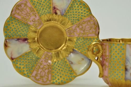 コールポート　最高峰の作品　金彩とジュエルと大理石のカップ＆ソーサー（コールポート動画）