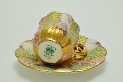 コールポート　最高峰の作品　金彩とジュエルと大理石のカップ＆ソーサー（コールポート動画）