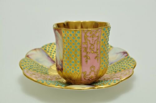 コールポート　最高峰の作品　金彩とジュエルと大理石のカップ＆ソーサー（コールポート動画）