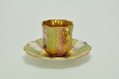 コールポート　最高峰の作品　金彩とジュエルと大理石のカップ＆ソーサー（コールポート動画）