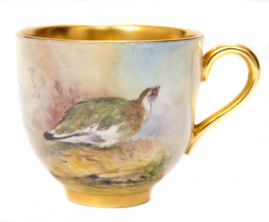 ロイヤルウースター　野鳥が描かれたデミタスカップ&ソーサー