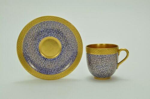 コールポート　コバルトとゴールドの幾何学模様のカップ＆ソーサー