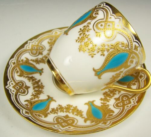 コールポート　金襴ターコイズ装飾　デミタスカップ&ソーサー