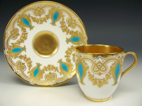コールポート　金襴ターコイズ装飾　デミタスカップ&ソーサー