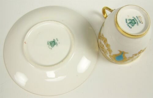 コールポート　金襴ターコイズ装飾　デミタスカップ&ソーサー