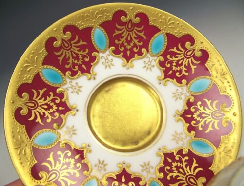 希少品　コールポート　フォーギルマン コルモア ターコイズ装飾 デミタスカップ&ソーサー 赤
