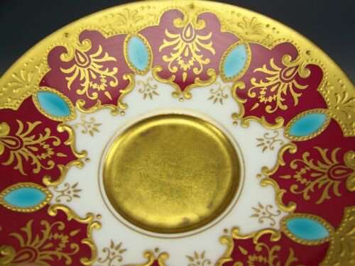 希少品　コールポート　フォーギルマン コルモア ターコイズ装飾 デミタスカップ&ソーサー 赤