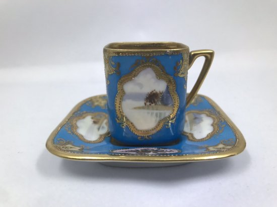 オールドノリタケ　湖水風景文様カップ＆ソーサー