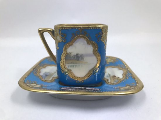 オールドノリタケ　湖水風景文様カップ＆ソーサー