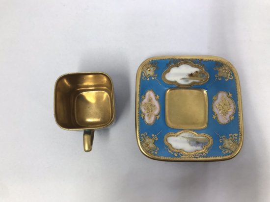 オールドノリタケ　湖水風景文様カップ＆ソーサー