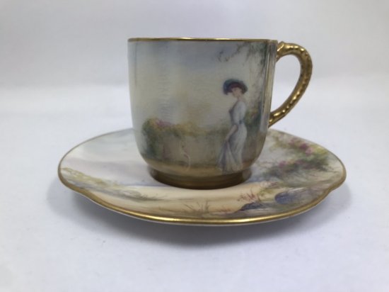 ロイヤルウースター　女性が描かれたカップ＆ソーサー sedgley作